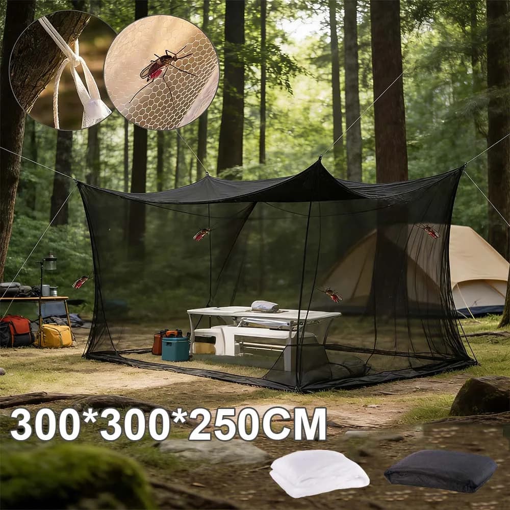 1PC Rete Antizanzare da Esterno 300x300x250cm in Rete Traspirante Senza Supporto per Campeggio, Casa, Patio, Pesca, Viaggi - Protezione Anti-Insetti