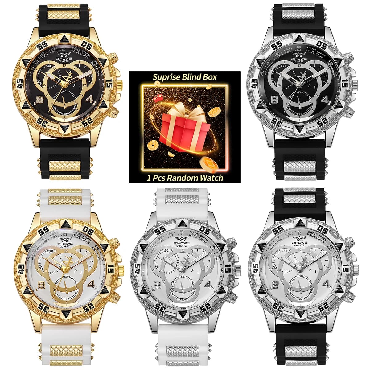 1PC Sorpresa Mistero Orologio Cieco Box-Orologio da uomo Moda Cinturino in silicone Orologio da polso analogico al quarzo Uomo Orologi sportivi Reloj Hombre