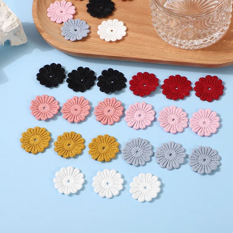 70 pz 3CM Double Side Crochet girasole Appliques per accessori per fermagli per capelli fai da te indumento copricapo borsa Decor patch