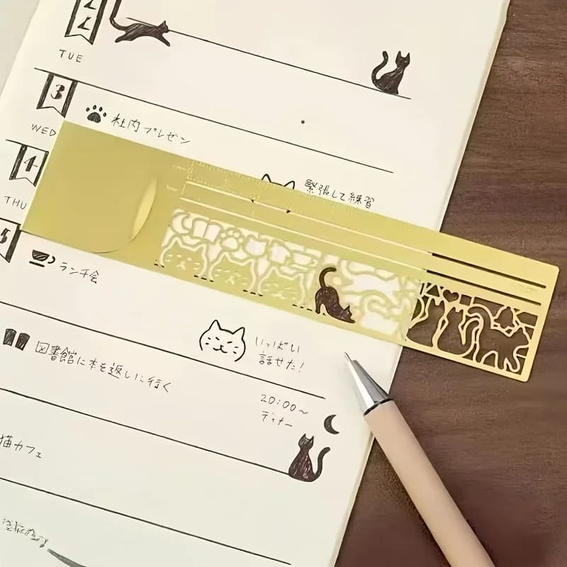 Cat-shaped bookmark - Double-sided bookmark for diary/agenda/notes, creative stationery gift