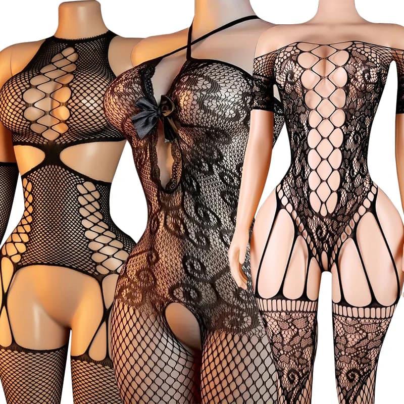 Women Sexy Lingerie Set Lace Babydoll Nightgown See‑through V‑Neck Ultra Short Slip Nightdress Romantic Sleepwear For Honeymoon
