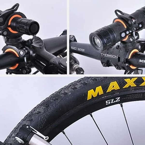 AD11 360 Degree Swivel Bike Light Double Support LED Front Flashlight Pump Handlebar Mount Bicycle Accessories