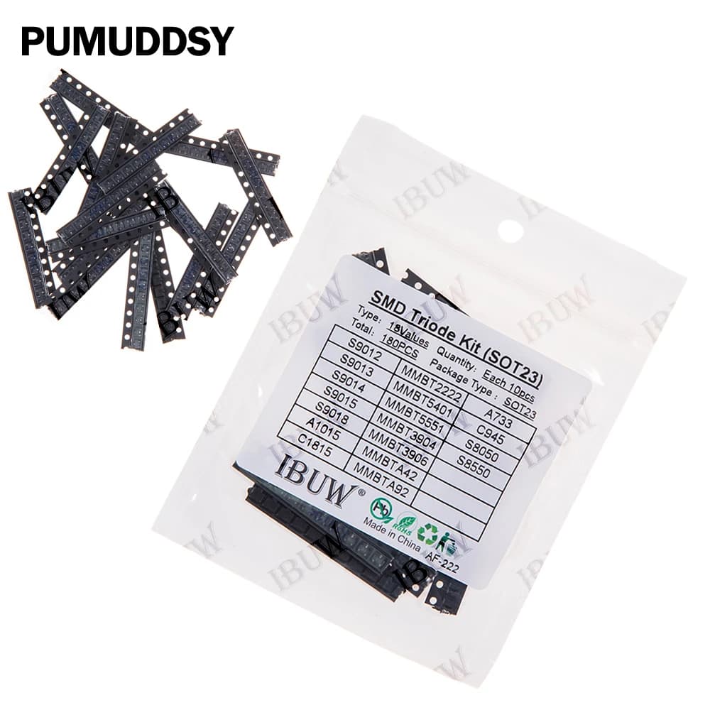 Kit of 180 Transistor Triodo SMD 18 Values SOT23 (S9012/MMBT2222/A733 etc.) Fa-da-Te Electronic Amplifier Kit for Arduino with Switching