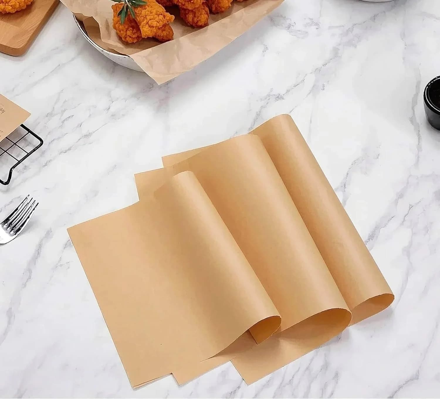 Bulk Disposable Unbleached Baking Parchment Sheets 100 Count, 9x13 Inch Non-Stick Waterproof Heat Resistant Precut Paper Liners, Essential Kitchen Baking Supply for Air Fryer, Oven, Cookies, Cakes, Bread & Pastry Making