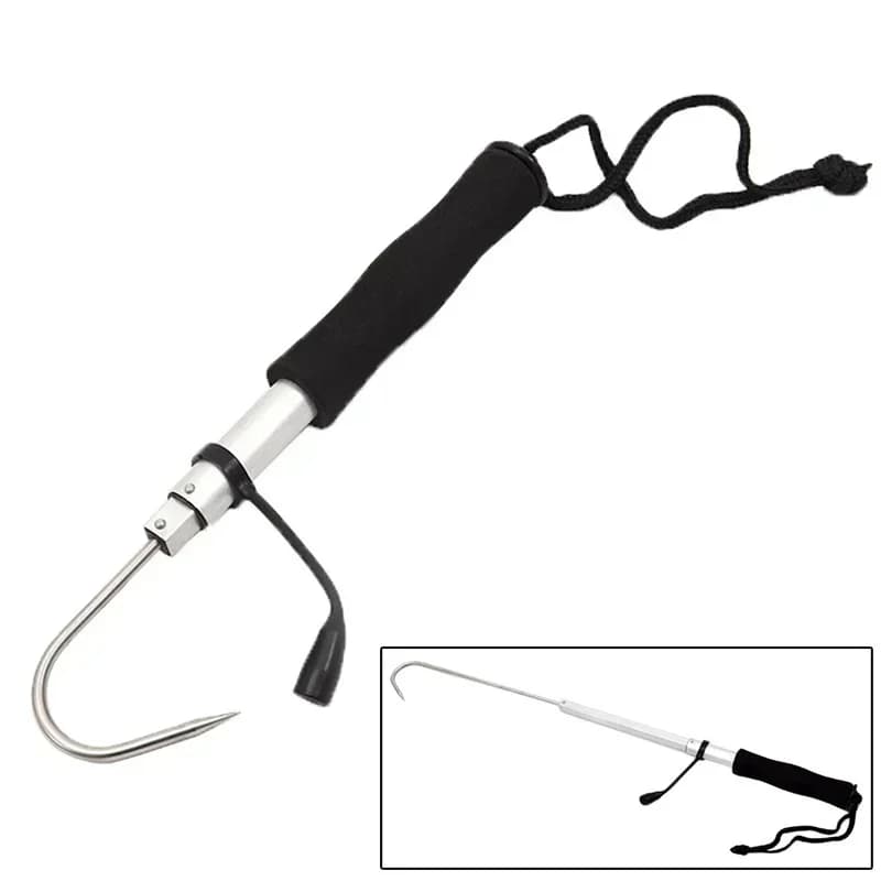 Amo da pesca con ancoraggio per pesca sul ghiaccio Ami da pesca telescopici in acciaio inossidabile Dispositivo di sollevamento per pesci Amo per pesci all'aperto Attrezzatura per pesci