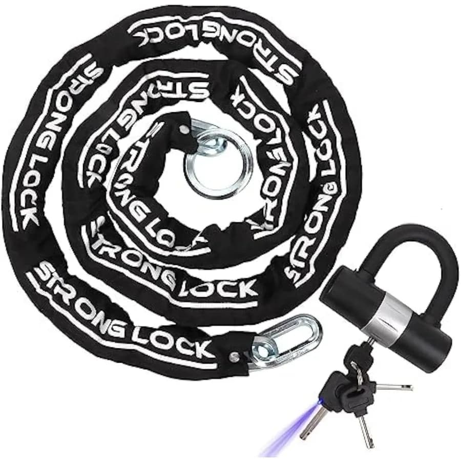 Lucchetto a catena per moto antifurto 8,2 piedi 250 cm super lungo durevole 12 mm di spessore con 4 chiavi di sicurezza 16 mm lucchetto a U per motocicli Cont
