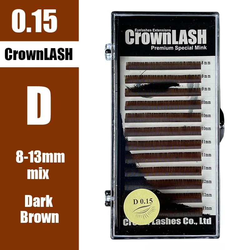 CrownLASH Chocolate Brown BCD 0.10 8-13mm vassoio di dimensioni miste estensioni delle ciglia in stile Janpanese