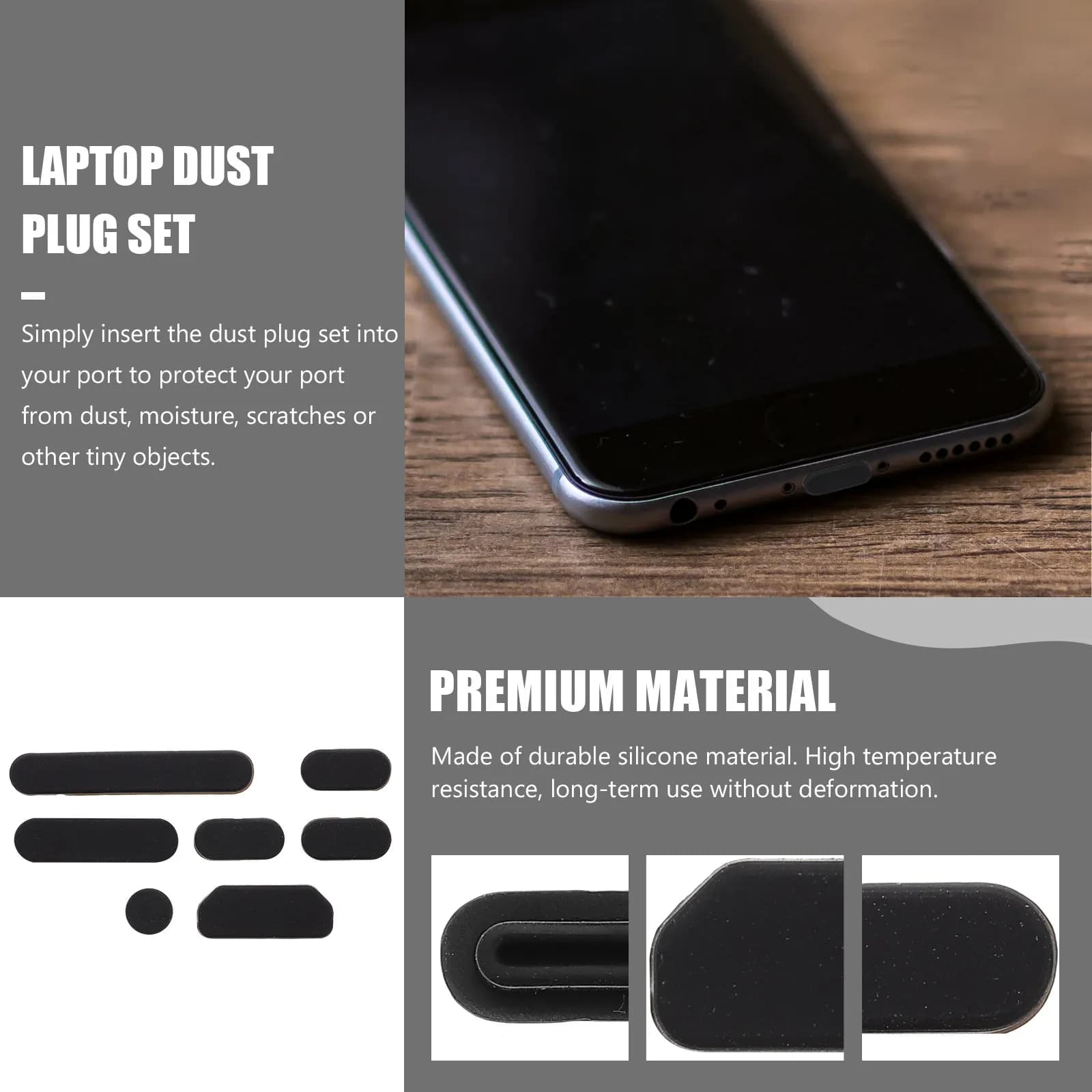 5Sets Laptop Dust Plug Cover Silicone Port Protector for 14 16 Inch Computer USB Charging Ports Anti Dust