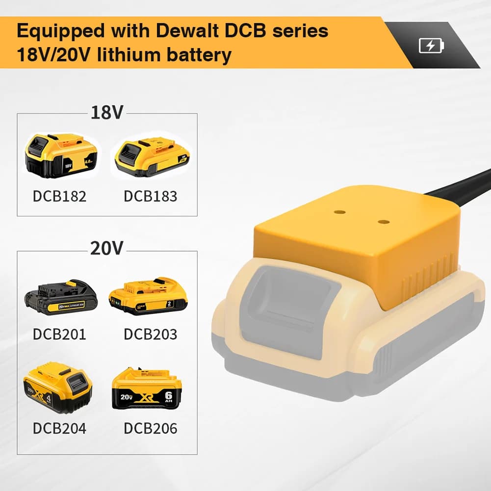 Cavo di avviamento per batteria 8AWG, cavo di avviamento per auto, adattatore per batteria Dewalt 18V/20V