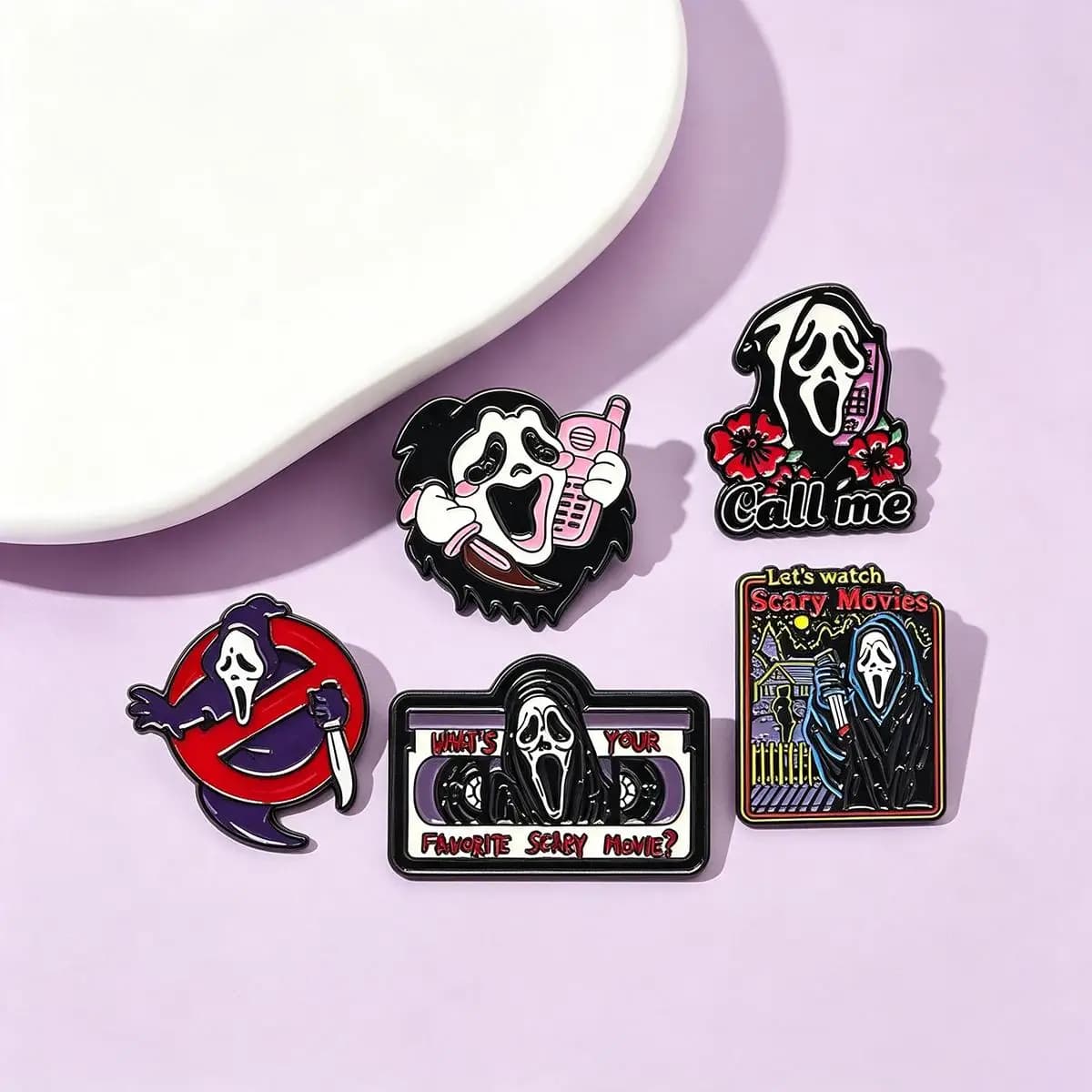 5Pcs/Set Horror Skull Enamel Brooch Gothic Punk Metal Badge Backpack Lapel Pin Costume Jewelry Accessories Halloween Gifts