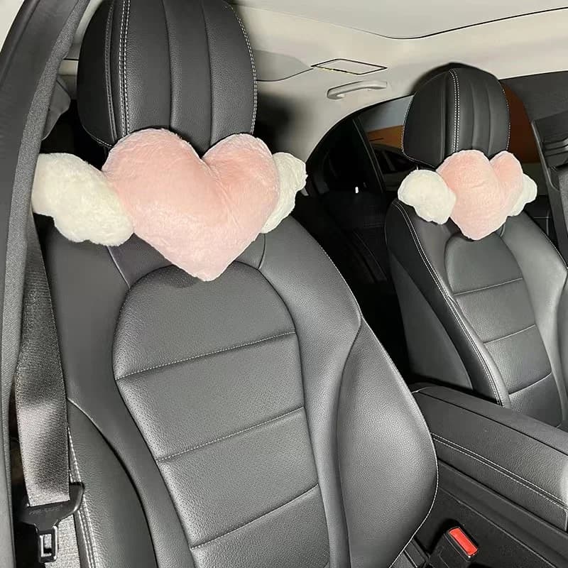 2 pezzi poggiatesta per auto a forma di cuore peluche amore cuscino per il collo cuscino per la schiena cuscino di supporto lombare accessori per auto universali