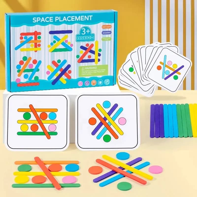 Puzzle di pensiero del bastone dell'arcobaleno dei bambini in legno fai da te gelato Stick Puzzle sfida giochi da tavolo giocattoli educativi Montessori
