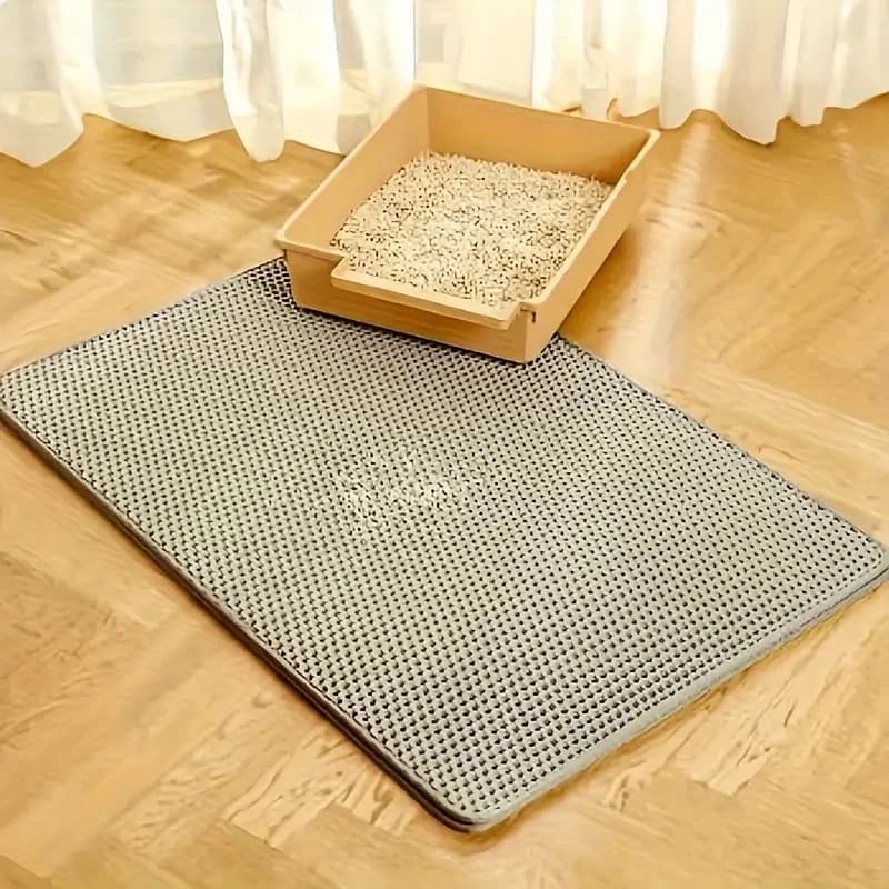 Tappetino per lettiera per gatti 4 dimensioni Grande nido d'ape Doppio strato intrappolato per lettiera antiscivolo Impermeabile a prova di urina Lettiera per gatti Gattino Beige