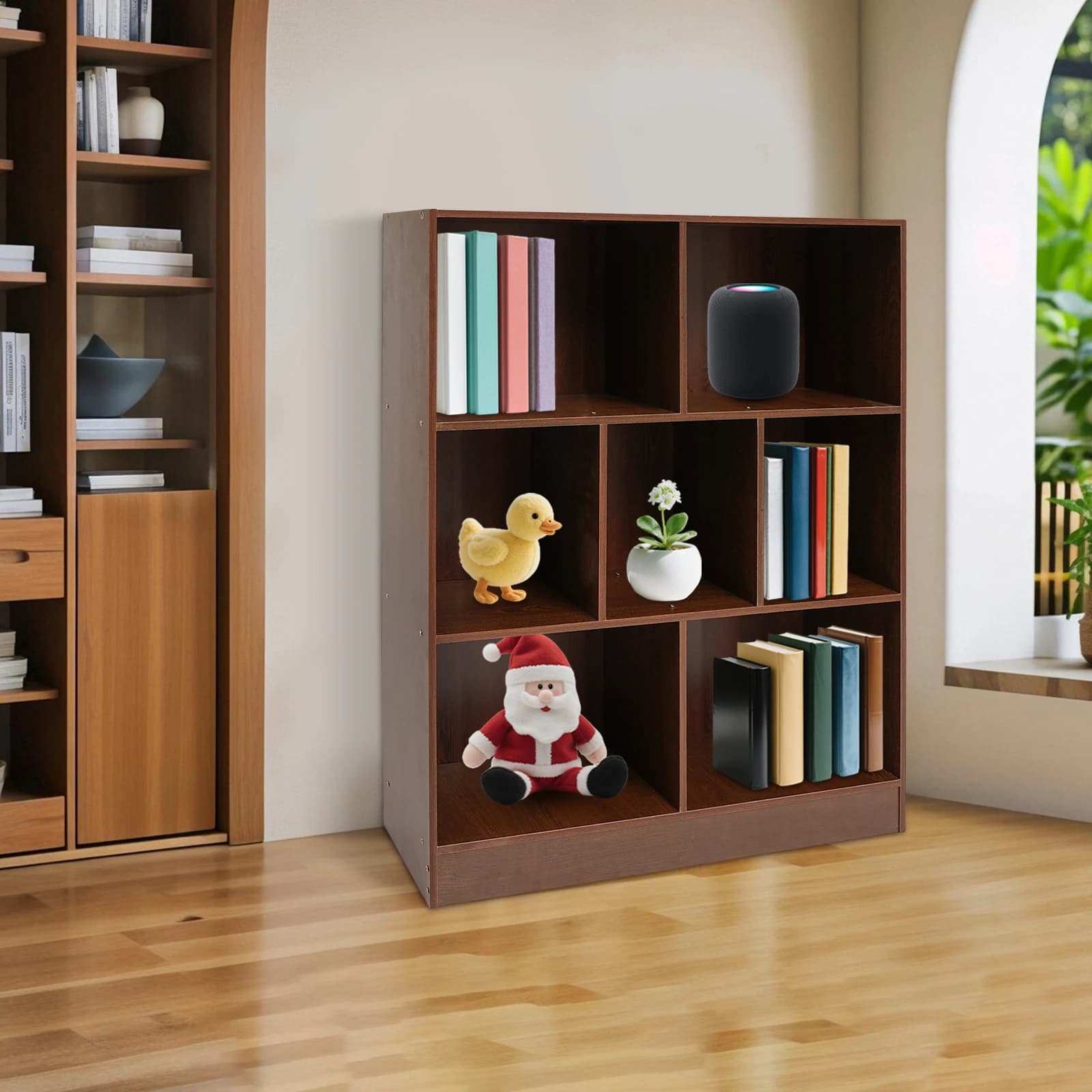 Libreria con 7 scomparti Scaffale da terra 80 * 23 * 100 cm Scaffali autoportanti Display Organizer per la camera da letto dell'ufficio domestico