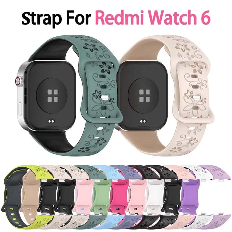 Cinturino in morbido silicone intagliato floreale bicolore Compatibile con l'orologio Xiaomi Smart Band 8/9 PRO/Redmi 4/5/6 | Impermeabile, traspirante
