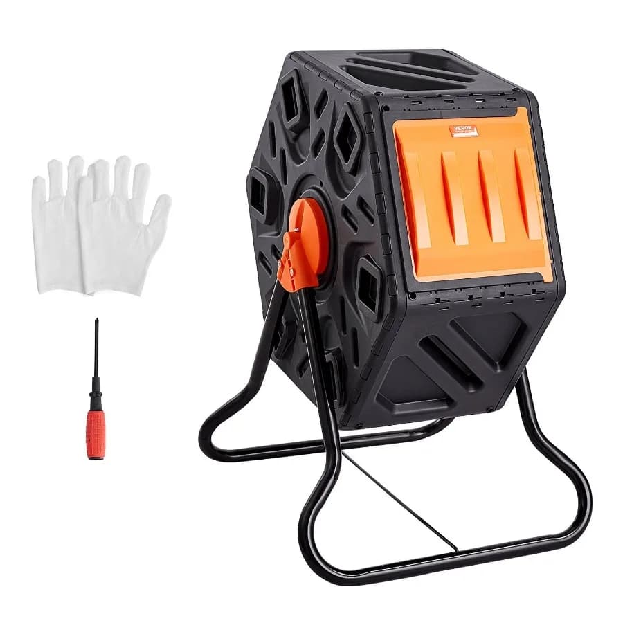 Contenitore per compost Bicchiere per compost da 18,5 galloni Camera compatta singola rotante con porta scorrevole e struttura in acciaio Piccolo composizione senza BPA