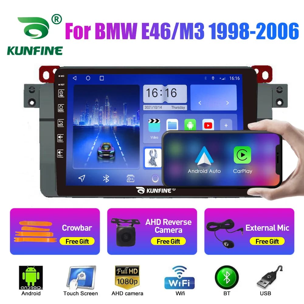 Autoradio da 10.33 pollici per BMW E46/M3 1998-2006 2Din Android Octa Core Car Stereo DVD Lettore di navigazione GPS Schermo QLED Carplay