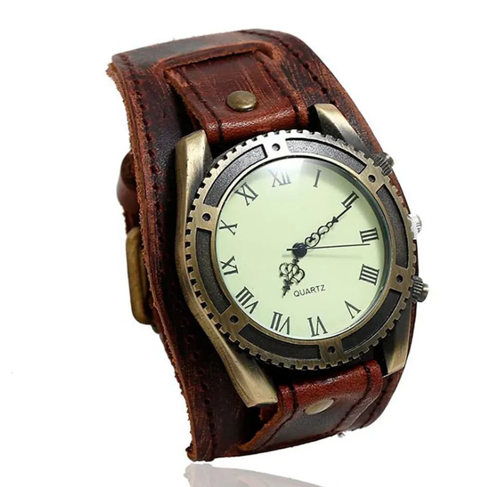 2025 Hot Sale Vintage Cow Leather Wrist Watch Men's Wrist Watch Roman Numerals Casual Quartz Watch Relogio Female