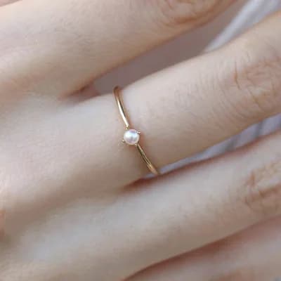 Simulated Mini Pearl Rings For Women Female Simple Fashion Exquisite Minimal Light Yellow Gold Color Finger Gift Jewelry KBR010