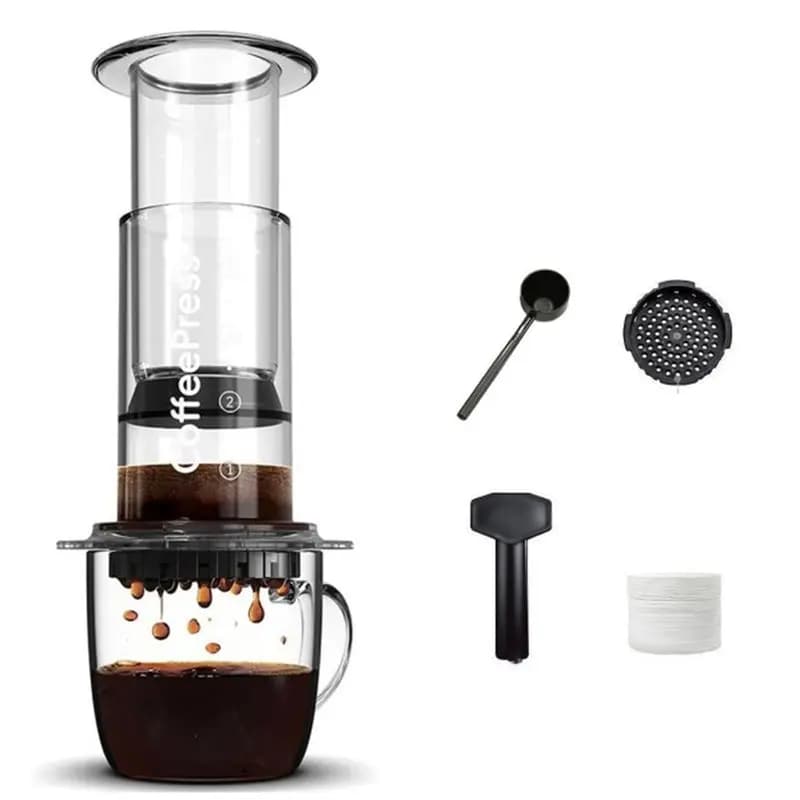 AC93-1Set Portable Pour-Over Coffee Maker, French Press, Non-Slip Transparent Travel Coffee Maker, For Home And Official Use