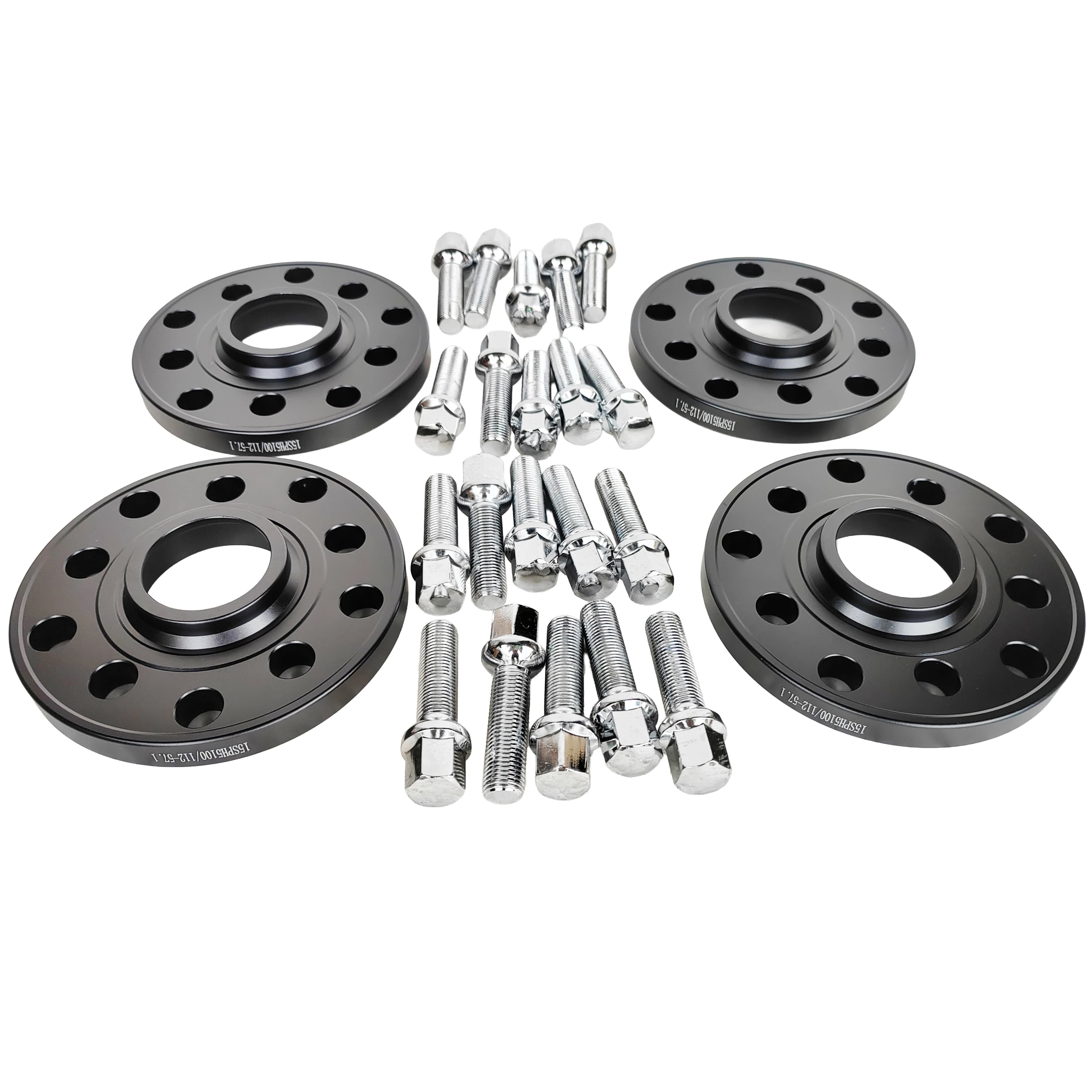 2pcs 15mm 6061-T6 aluminum 5x100 5x112 57.1 Hubcentric Wheel Spacers For VW Golf/Bora/Polo/Jetta with ball shape bolts 14x1.5