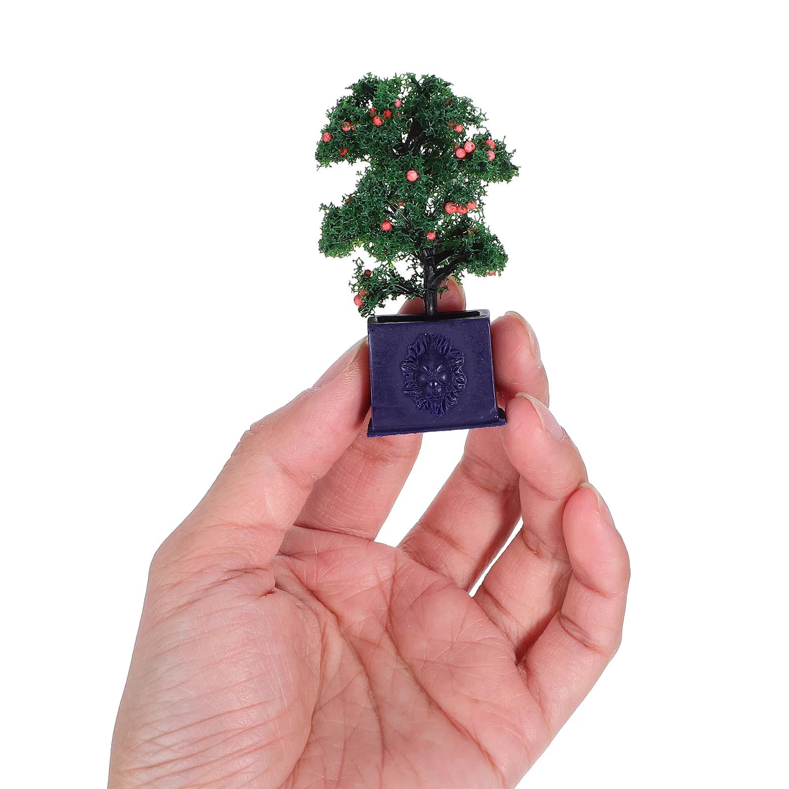 Set of 3 Mini Realistic Artificial Fruit Trees for Doll House, Mini Garden Decoration, Photography Accessories