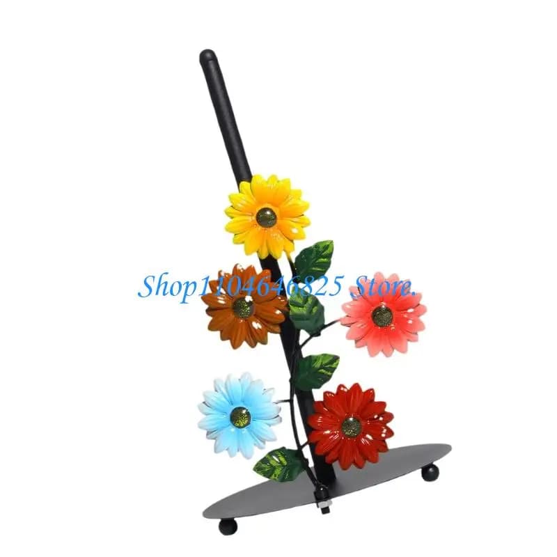 Artistic Yellow Sunflowers Iron Towel Rack Wall Mounted Toilet Paper Holder