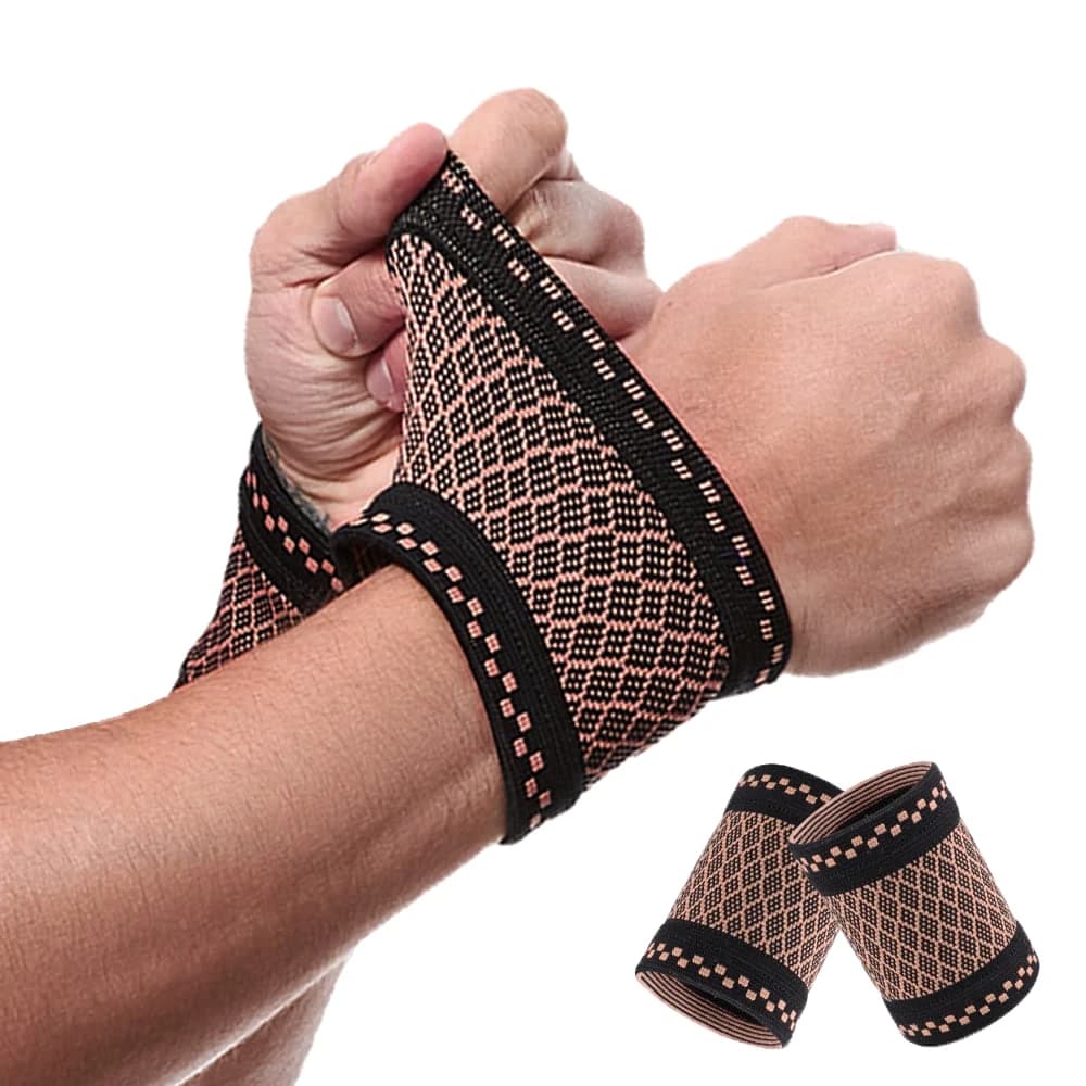 1 paio di supporti per polso a compressione con manica da polso in rame per uomo e donna, tennis, sport, fitness