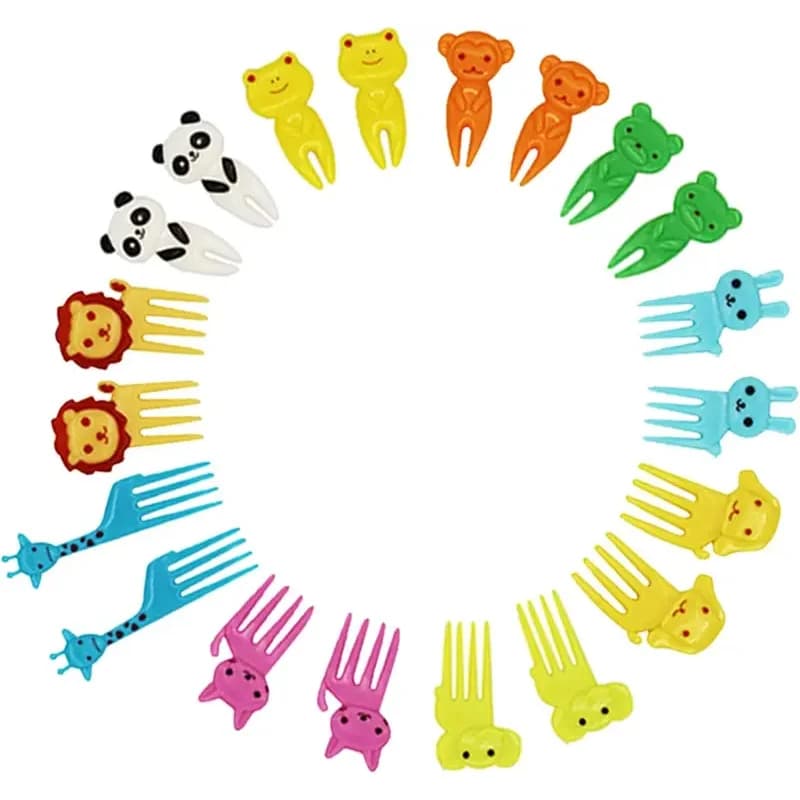 10-70pc Fruit Forks Toothpicks Skewer Set For Kids Children Plastic Animal Food Picks For Bento Lunch Box Decorating Accessories