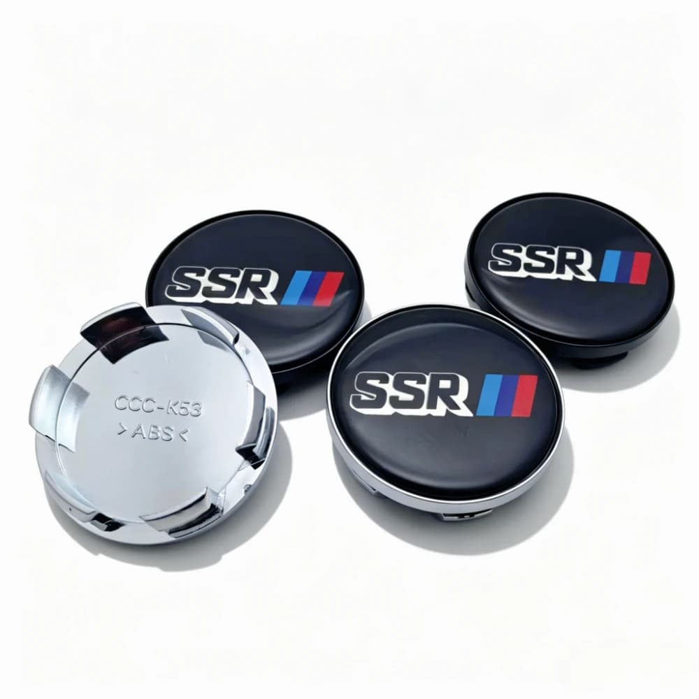 4pcs SSR Logo Badge Epoxy Resin Emblem Car Wheel Center Caps Hub Cap 53MM Clip 48MM Wheel Rim Hubcaps Dust Cover Car Accessories