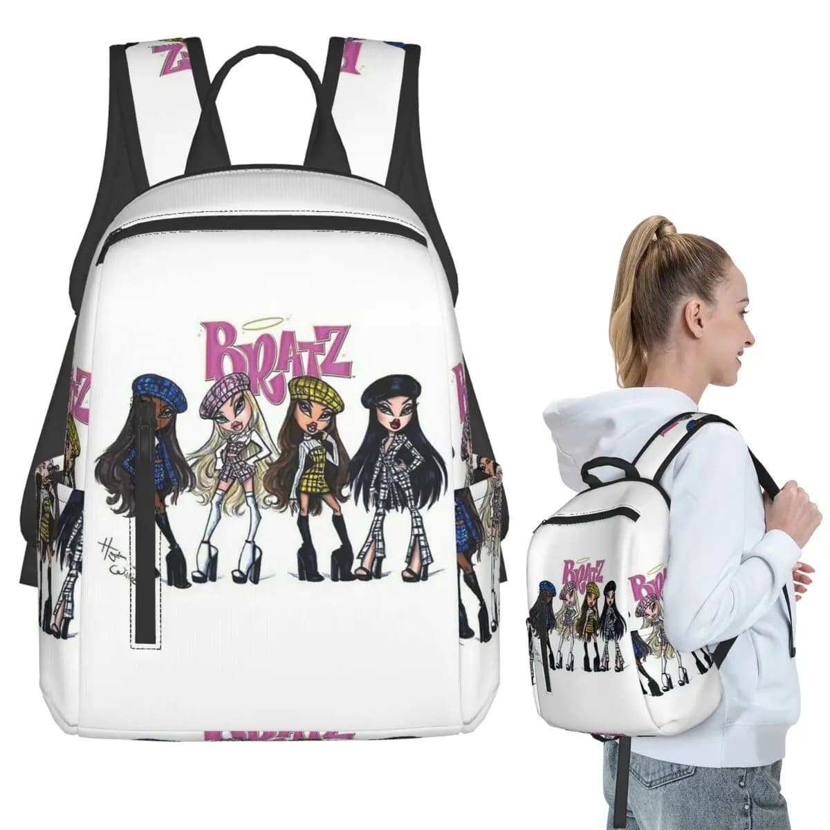 Zaino per bambini Bratz Rock Angelz, borsa per libri, borsa per la scuola, borsa per laptop, borse a tracolla per ragazzi e ragazze