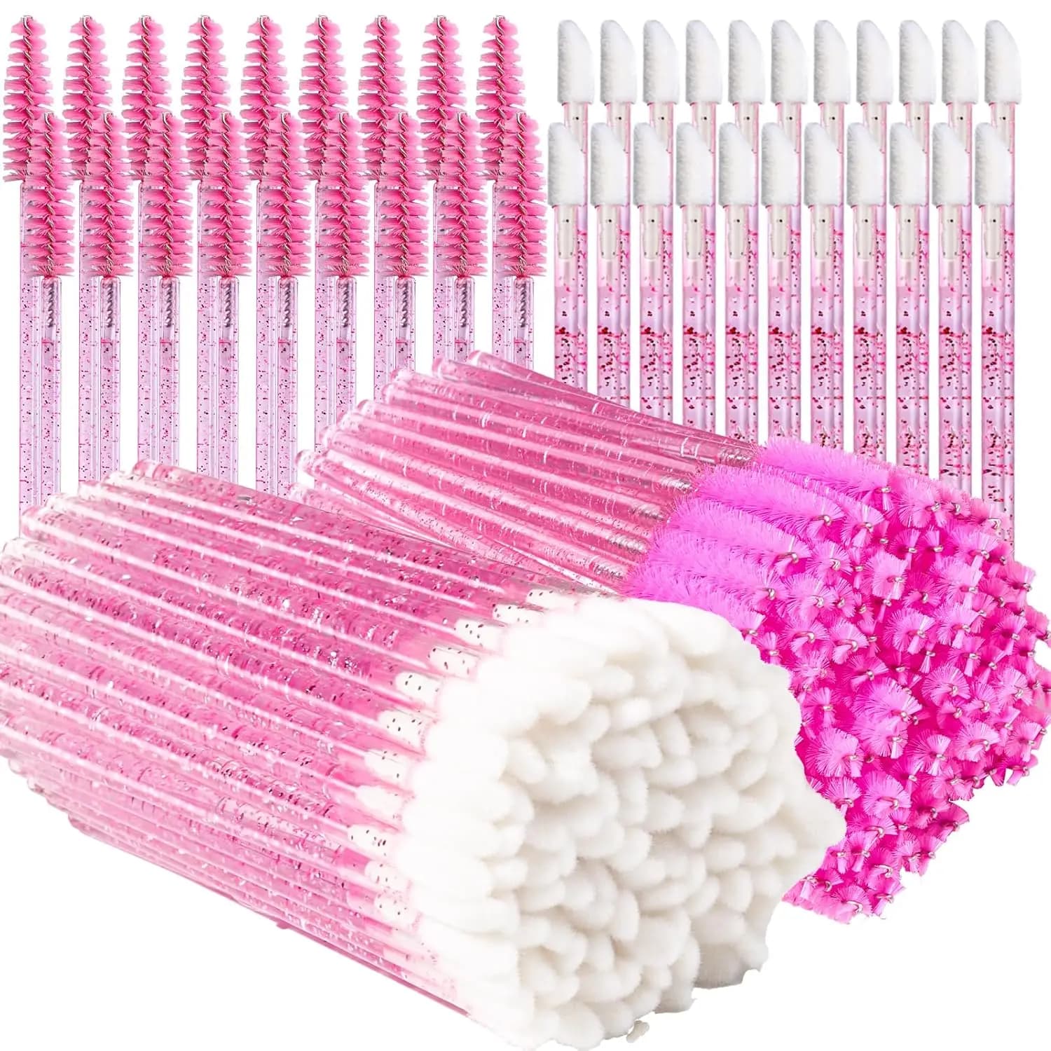200 disposable lip applicators and sticks for mascara, 100 lipsticks, 100 disposable sticks for mascara, pink crystal