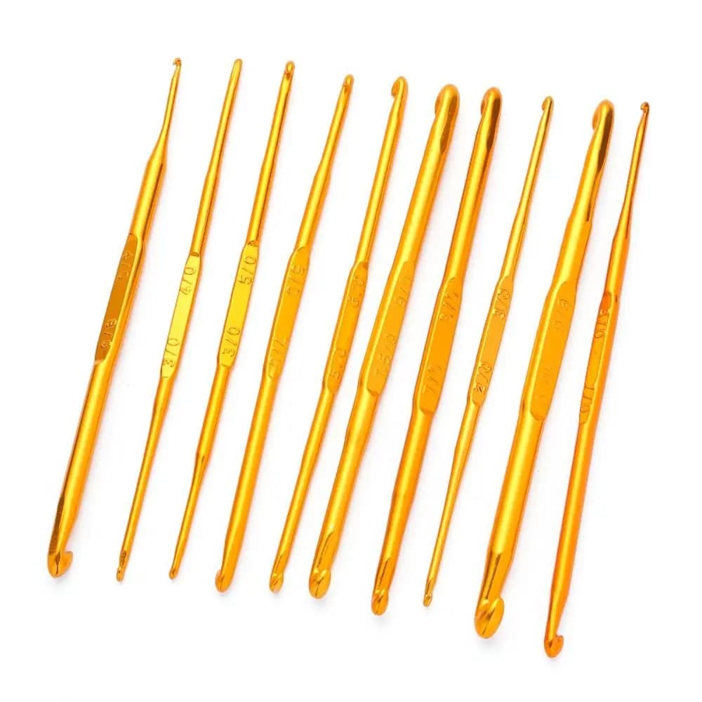 Handicraft Gold Double End Crochet Hooks Aluminum Multisize Crochet Needles Yarn Weave Tool Blanket Shawl