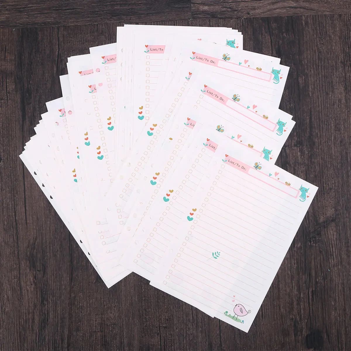 2Pcs A5 Paper Refills Colorful 6 Holes Loose Leaf Planner Notebook Pad Smooth Writing Drawing Suitable for Spiral Notepad Daily