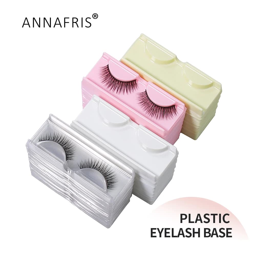 ANNAFRIS 50 pcs Eyelash Packing Box Fins Tray Plastic Holder Vacuum Storage Cover Visone Eyelash Display Box