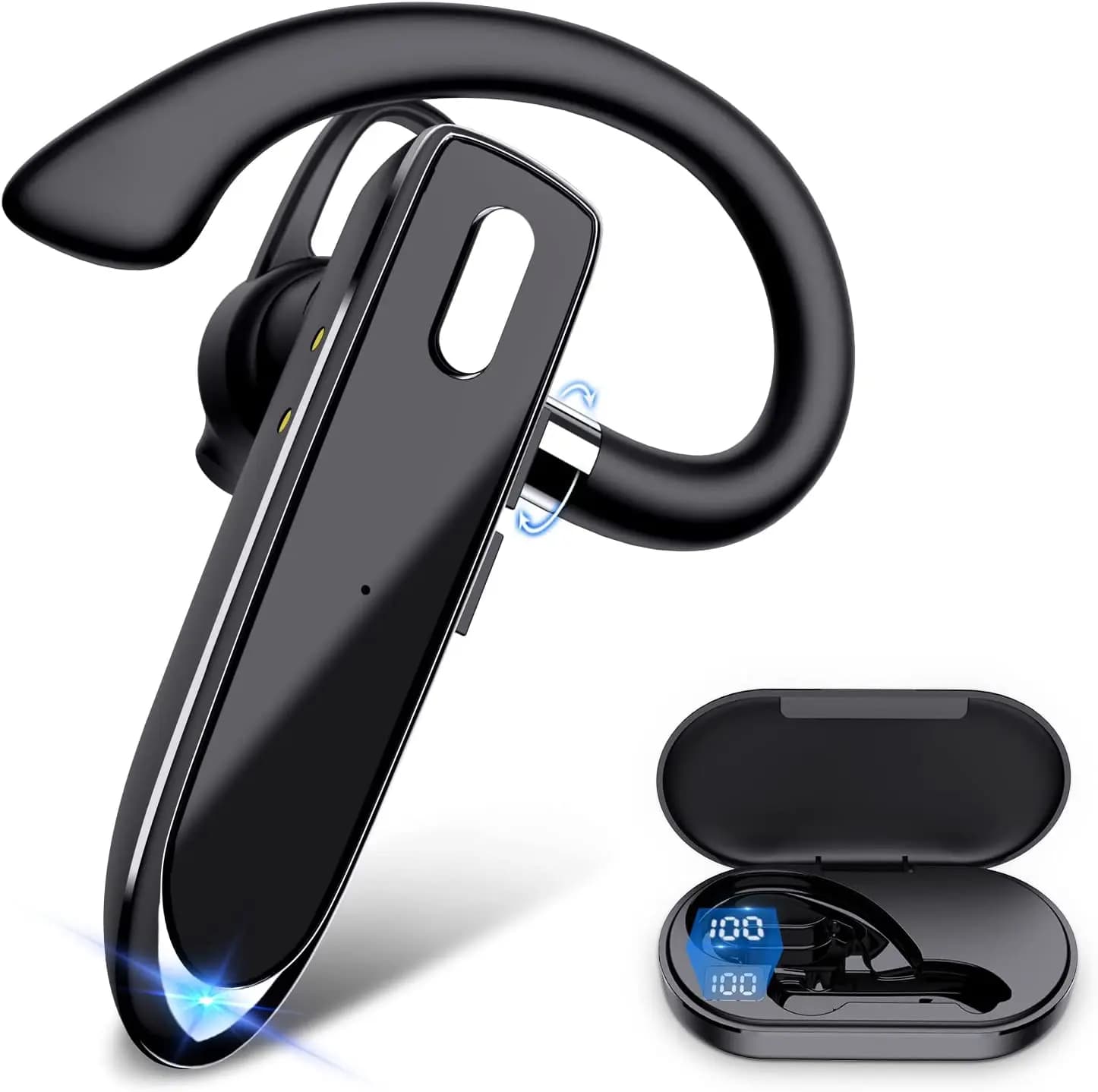 YYK530 Cuffia aziendale a orecchio singolo Compatibile con Bluetooth Wireless IPX5 Cuffie sportive per musica con riduzione del rumore impermeabile con microfono