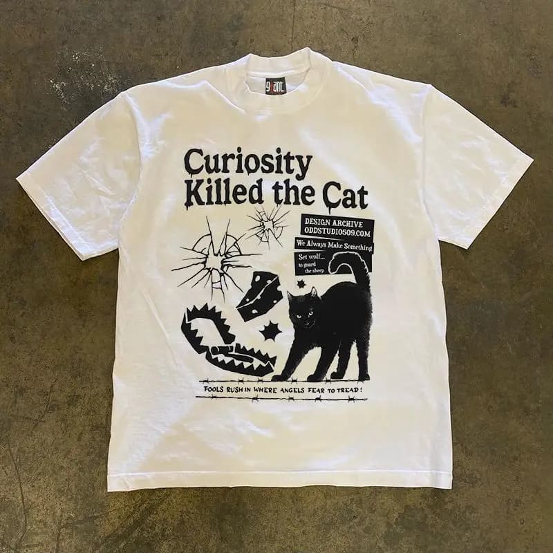 T-shirt Niche Blockbuster Cartoon Cat che ripristina i modi antichi Isleeve Giacca unica ampia e comoda per uomini e donne