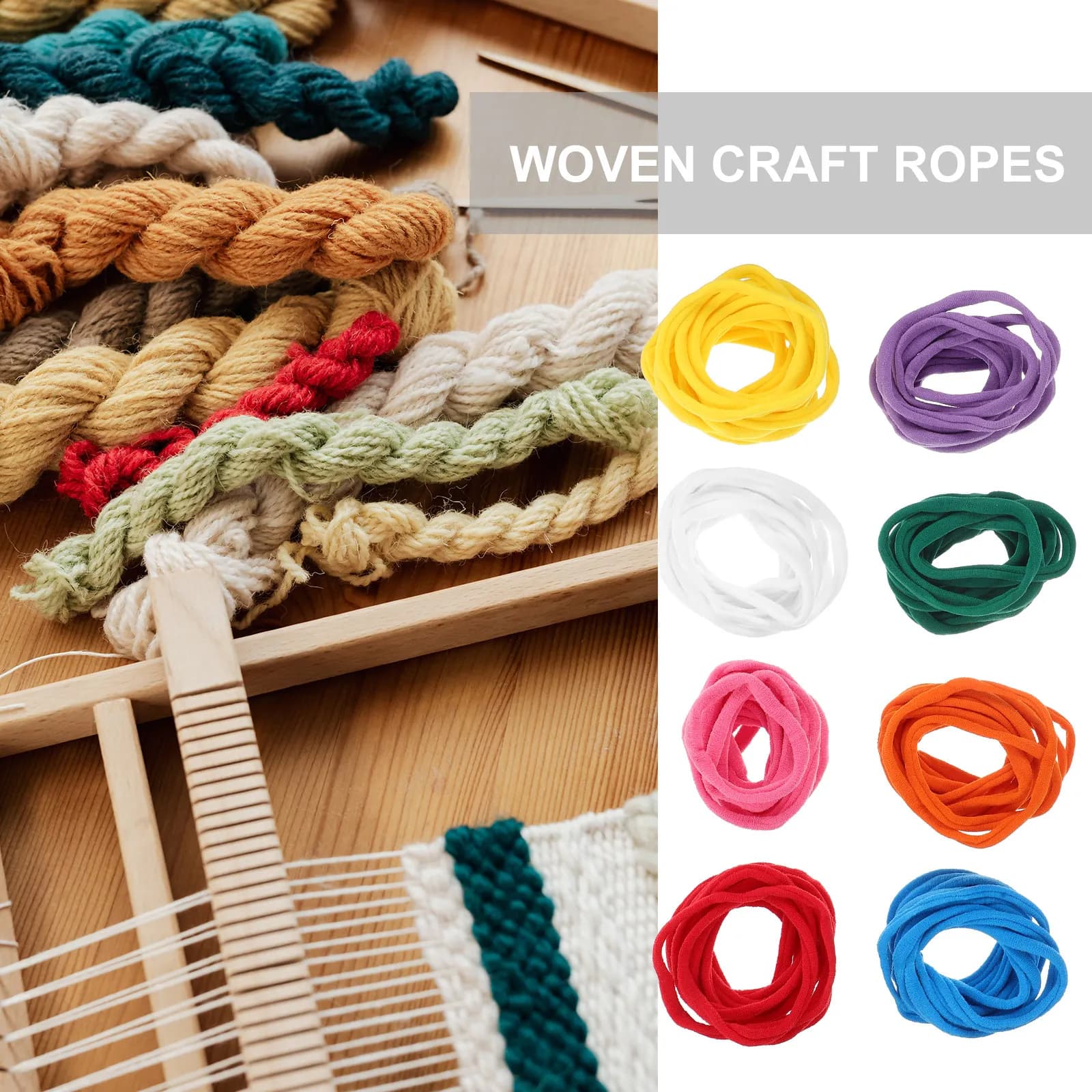 Braided Elastic Rope Loom Set with Crochet Hooks for DIY Weaving Stretch Loop Craft Projects