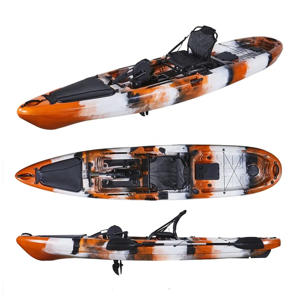 Barca a pagaia per kayak da pesca con pedale oceanico all'ingrosso con sedile con telaio in alluminio e accessori per kayak