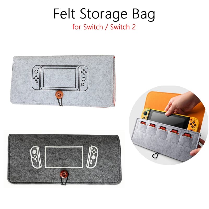 Borsa Portatile per Switch / Switch 2, Resistente ai Graffi, Leggera, in Feltro, per Accessori Switch / Switch 2