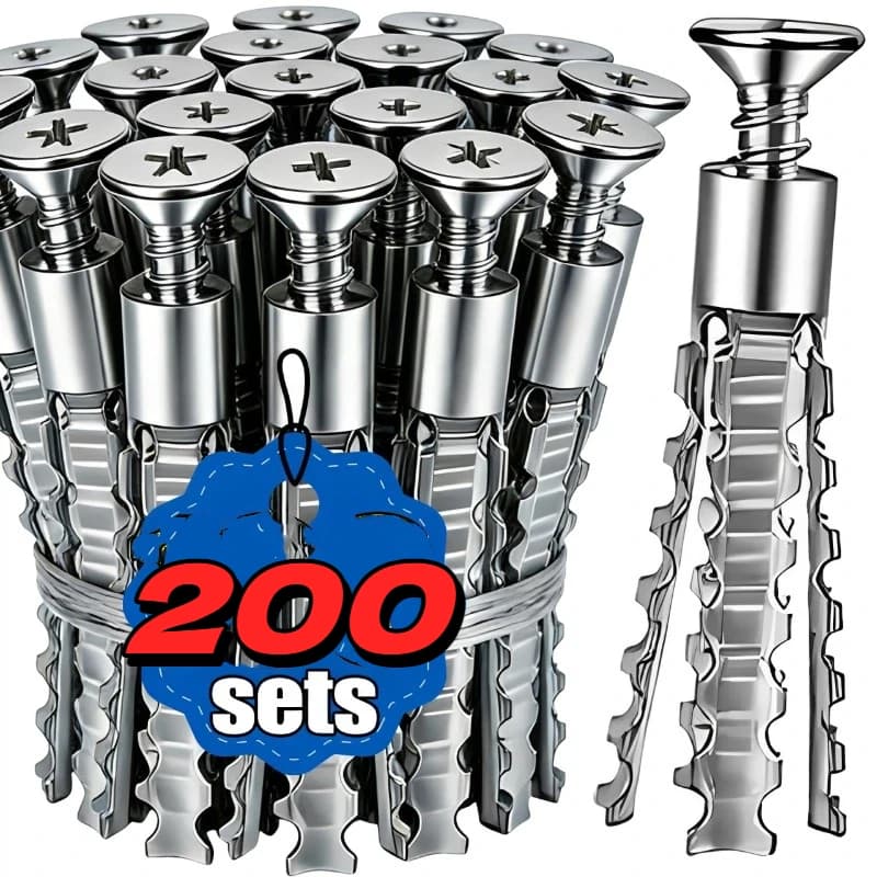 Tasselli a Espansione da 6/8mm per Pareti Cave, Kit Viti di Espansione Metalliche, Viti Autofilettanti, Tasselli per Foratura Tubi, Ancoraggi a Bullone