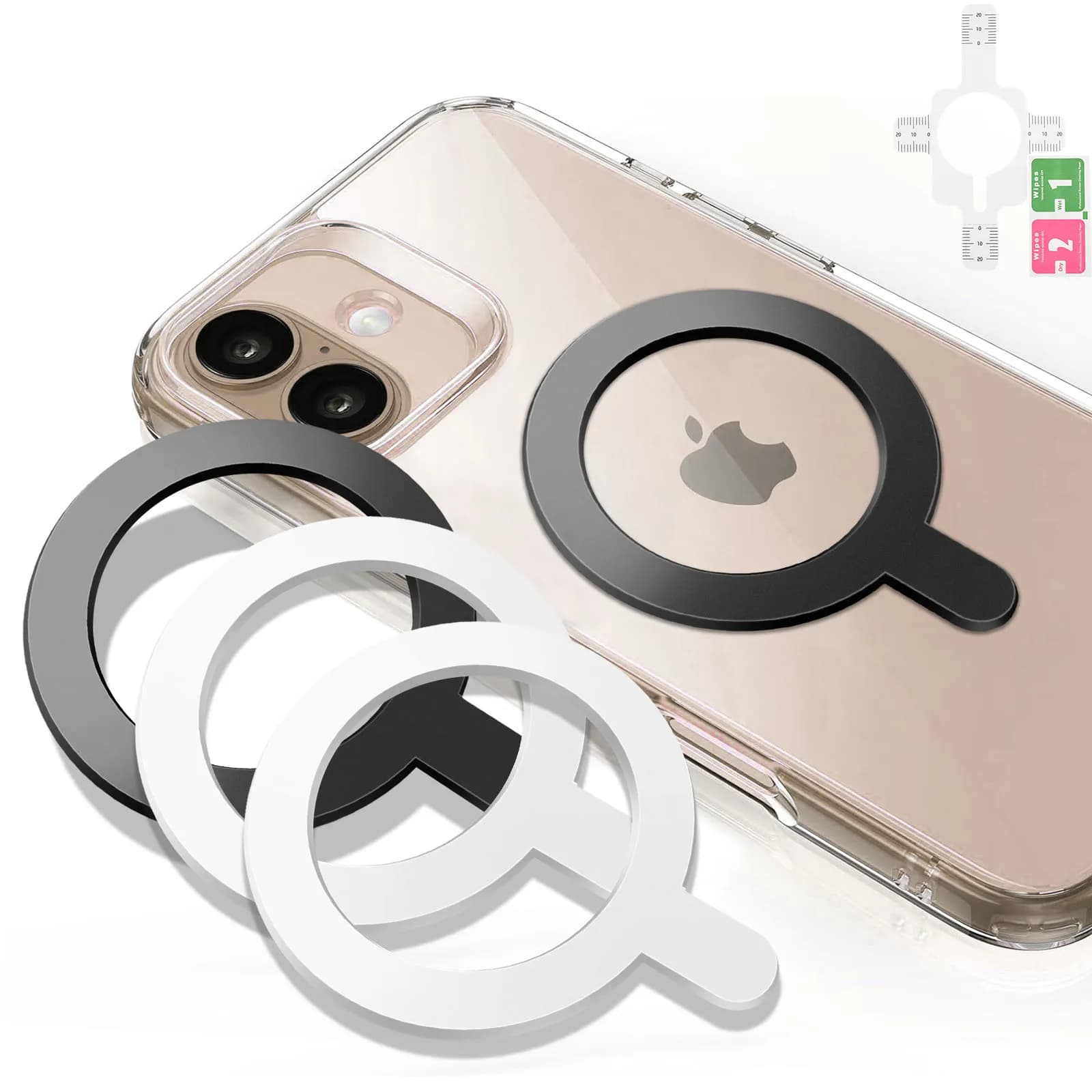 Anello adattatore magnetico adesivo magnetico universale 1/2/4 pezzi per anello rotondo con piastra metallica per smartphone con ricarica wireless Magsafe IPhone