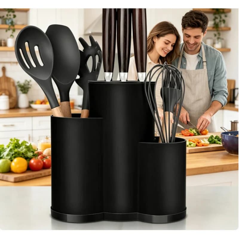 Portacoltelli multifunzione in PP, scolapiatti per utensili, porta posate, cucchiai, forchette, contenitore organizer per la casa