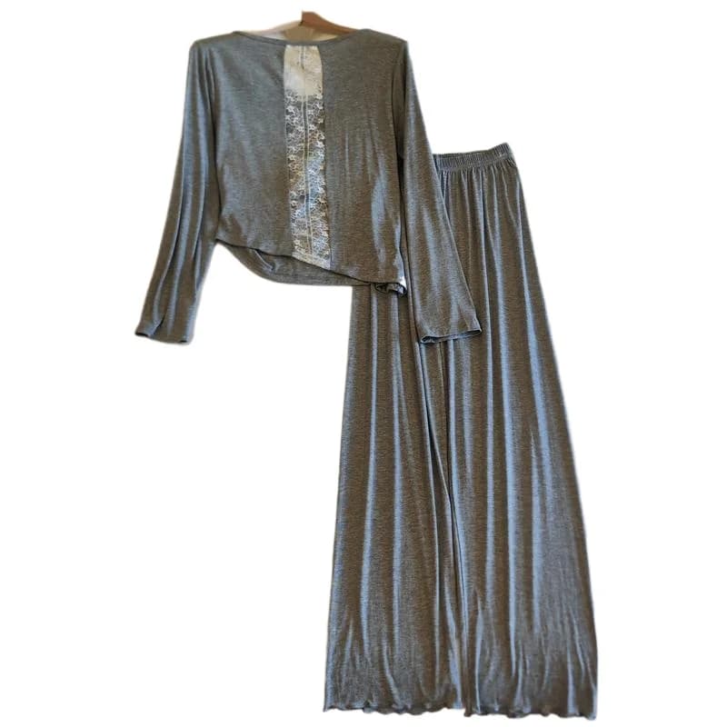 Women's Spring and Autumn New Lace Irregular Lace Can Be Worn Outside Loungewear Suit Underwear Modal Internet Celebrity Pajamas