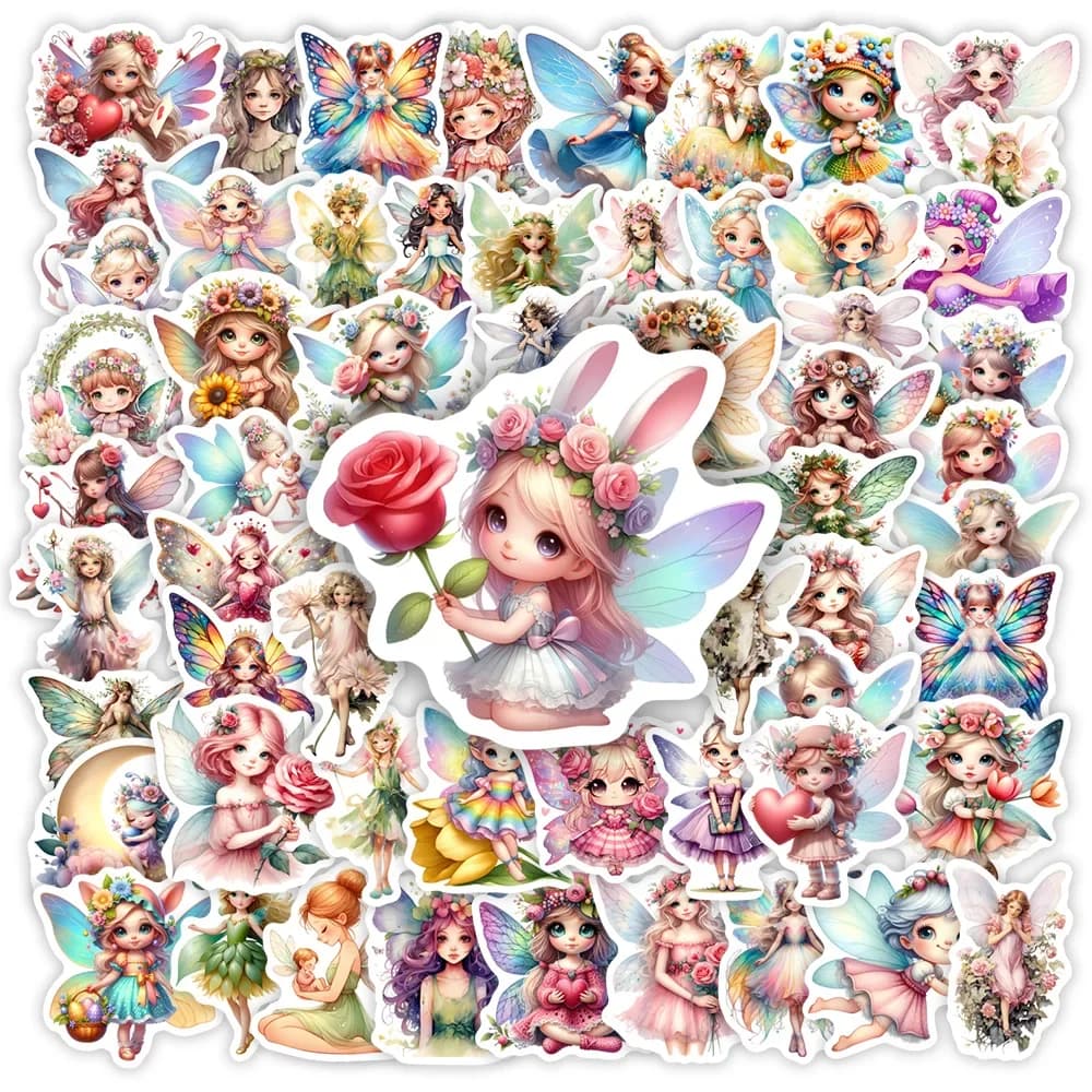 Simpatico cartone animato Elfo Fate Angeli Adesivi Kawaii Regalo fai da te Giocattolo per bambini Decalcomania per laptop Telefono Bagagli Bottiglie Decorativi impermeabili
