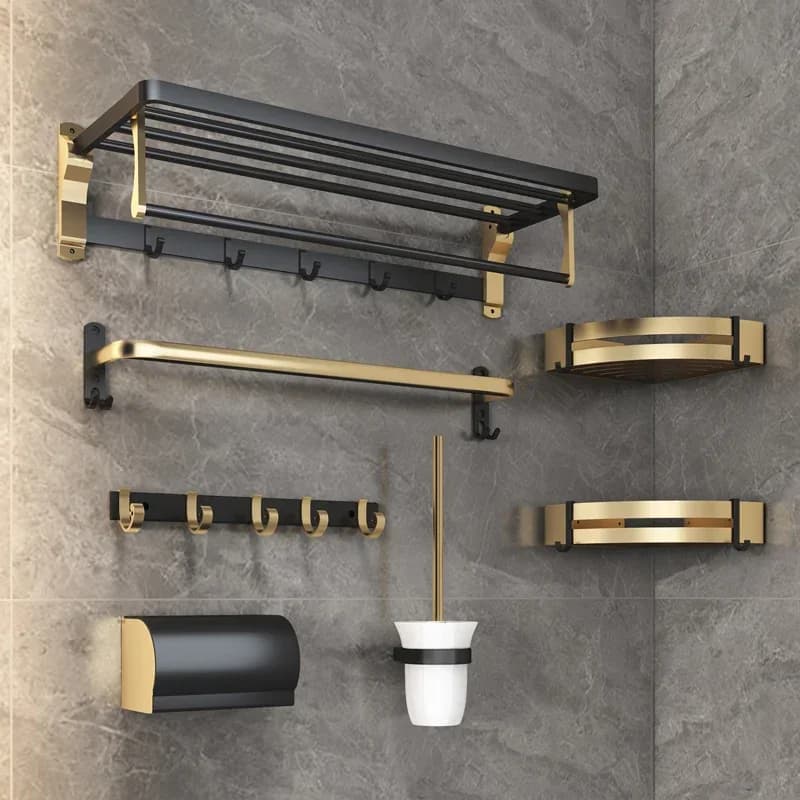 Mensola dell'organizzatore dell'hardware del bagno spazio di archiviazione in alluminio scopino per wc portasciugamani porta carta igienica gancio gancio accessori