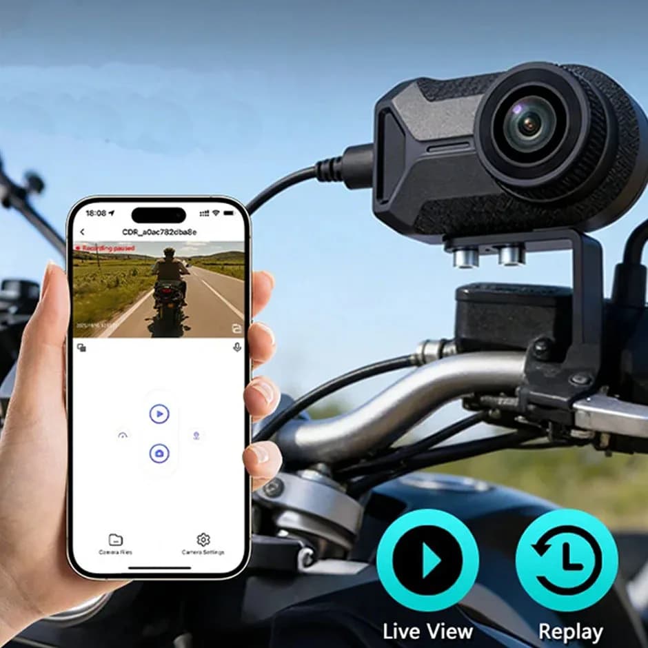 QXNY DVR per Moto con WiFi e APP, Impermeabile IP66, Registrazione in Loop, Telecamera con Angolo Ampio di 140 Gradi, Dash Cam HD per Registrazione Video