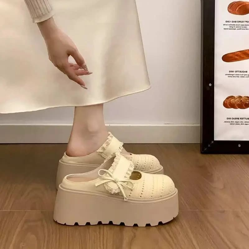 Casual Thick Bottom Mesh Slip-On Summer Shoes Women's Outdoor Wear 2026 New Style Mary Jane Flat Sandals Comfortable All-Match