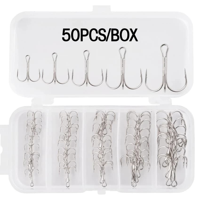 50 pieces/box # 2/ # 4/ # 6/ # 8/ # 10 high-carbon steel fishing hooks with high-turned hooks, rounded fishing gear for bass