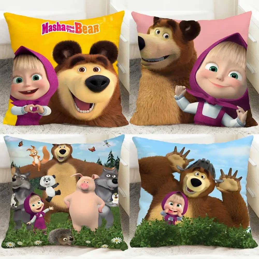Fodera per cuscino Masha and the Bear Comoda fodera per cuscino reversibile Ideale per la camera da letto del divano dell'auto e Beyond